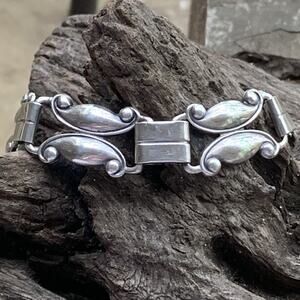 Danecraft Bracelet Vintage Sterling Silver Ornate Links with Security Chain